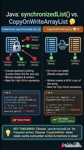 SynchronizedList vs CopyOnWriteArrayList 🤯 | Java Interview Must-Know