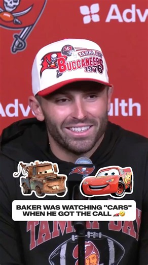 KA-CHOW! 🏎️💨 Baker Mayfield agreed to his new contract while watching “Cars” 😂 #cars #movies
