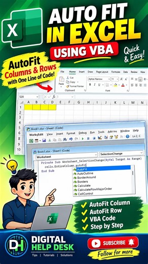 AutoFit Columns Automatically in Excel Using VBA! 🤯 #shorts #excel