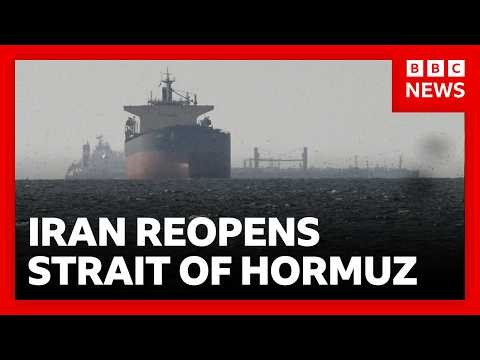Iran declares strait of Hormuz open but few ships are passing through vital sea lane | BBC News