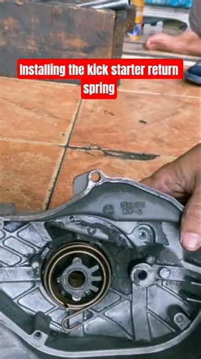 Installing the kick starter return spring #automotive #mechanic #safety #tools #tricks #tutorial