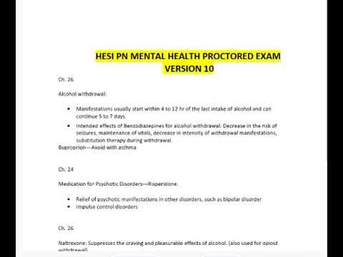 HESI PN MENTAL HEALTH PROCTORED EXAM VERSION 10 (Complete And Verified Study material) (3pages)
