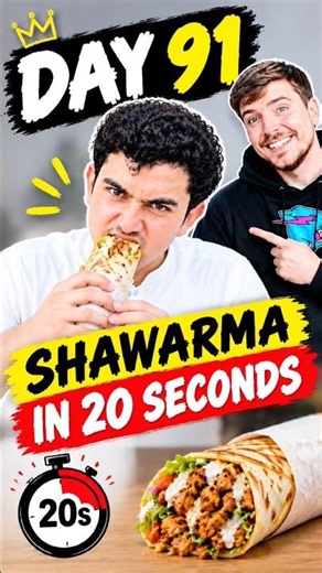 Day 91 — Can I Eat a Shawarma in 20 Seconds? | Challenge Accepted!#mrbeast#mrbeastfanpage#vuralshort