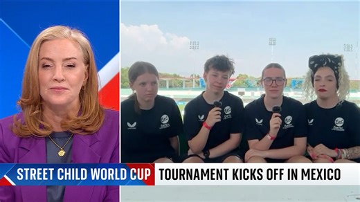 “Being able to come here with a big group of girls and play football is probably just the best thing ever.”England girls captain Kaidie Nugent speaks to @SkySarahJane about representing Liverpool at the Street Child World Cup in Mexico and advocating for girls football.