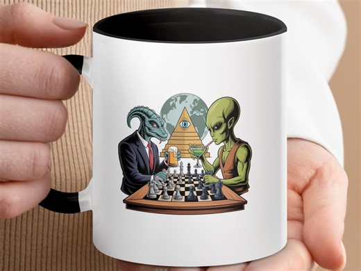 Conspiracy Theory Mug, Alien Reptilian Chess Players Coffee Cup, Eye of Providence - Etsy