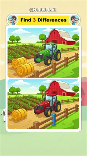 🚜 Find 3 Differences | A Farm Tractor Field | Neels Finds - 0066 #puzzle #spotthedifference