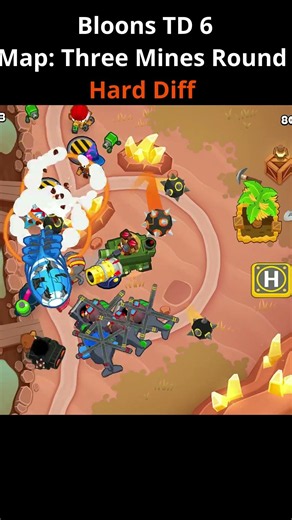 Bloons TD 6 | Map - 'Three Mines round' | Hard Mode