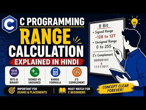 C Programming Range Calculation Explained in Hindi | Signed & Unsigned Data Types | 2's Complement