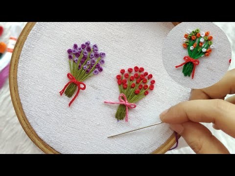 DIY Cute Mini Floral Bouquet Embroidery | Easy Embroidery for Beginners