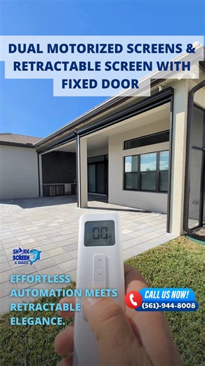 Effortless automation meets retractable elegance. ✨ Why choose between a clear view and total protection? With our Dual Motorized Screens paired with a Fixed Door Retractable system, you get the best of both worlds. Seamlessly transition your indoor-outdoor living space with the touch of a button. Experience the ultimate in home comfort and luxury. 🥂 📞 Call us today: (561)-944-8008 #OutdoorLiving #SmartHome #MotorizedScreens #HomeImprovement #RetractableScreens #InteriorDesign #PalmBeachLiving