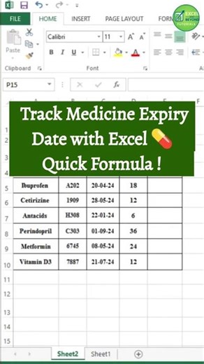 Excel Hack for Expiry Dates ⏰ | How to Track Medicines & Products in Seconds! #excel #viral #shorts