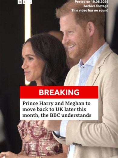 Prince Harry and Meghan intend to relocate from the US later this month to a private, non-royal residence outside of London. #PrinceHarry #MeghanMarkle #BritishRoyalFamily #BBCNews