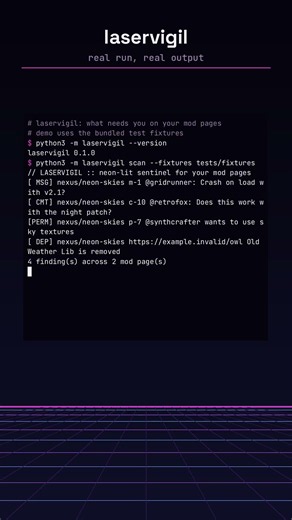 laservigil: a neon watch over your mod pages #Shorts