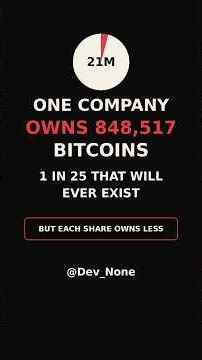 MSTR Owns 848,517 Bitcoin — 1 in 25 That Will Ever Exist