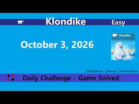 Microsoft Solitaire Collection | Klondike Easy - October 3, 2026 | Daily Challenges