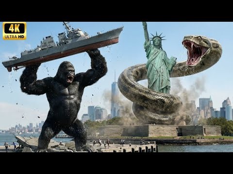 KING KONG Saves City from Deadly Giant Burmese Python Attack! 🦍 vs 🐍