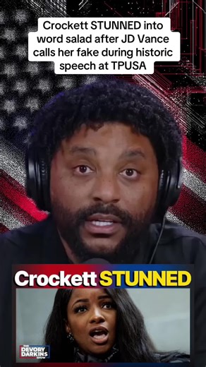 Part 1-Crockett STUNNED into word salad after JD Vance calls her fake during historic speech at TPUSA#shows #news #berakingnews #fyp #devorydarkinsus