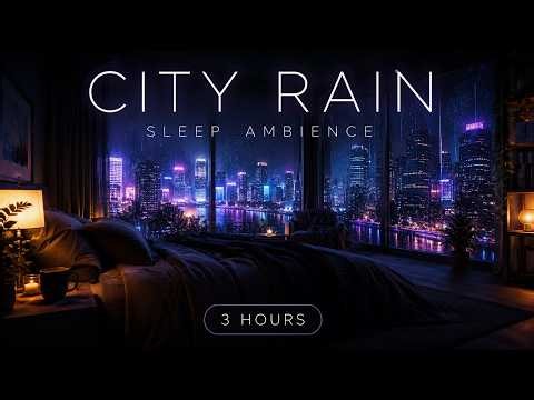 City Rain Ambience | Thunder & City Sounds | 3 Hours Sleep Music