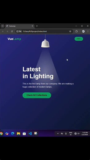 VueLamp – Interactive Lighting Website using HTML, CSS & JavaScript @CodeWithHarry #coding