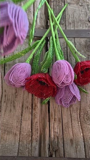DIY French Beaded Bouquet 🌷 Poppy & Tulip Beading Process
