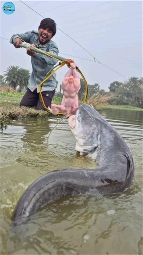 Unbelievable technique bamboo stick trap fishing with whole chicken #fishing #trap #viral #shorts