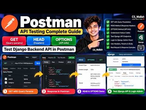 Postman API Testing Tutorial for Beginners | GET, HEAD, OPTIONS & Django REST API