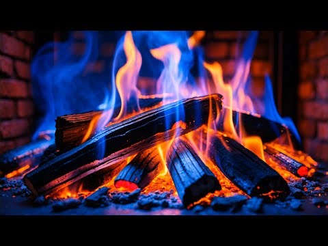 ❄️ Enjoy a Cozy Fireplace with Beautiful Color-Changing Blue and Orange Flames over Burning Logs