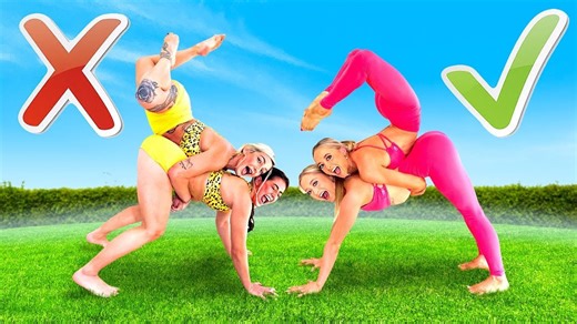 Watch athletes compete in an extreme yoga challenge with the Rybka twins