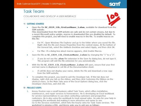 Shelly Cashman Excel 2019 | Module 11: SAM Project 1b