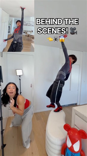 Behind the scenes! TUTORIAL OF MILES MORALES SPIDERMAN TREND 🕸️💥 #shorts #spiderman #spiderverse