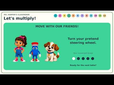 Learn Multiplication 1–12 with Ms. Harper & Friends | Times Tables for Kids