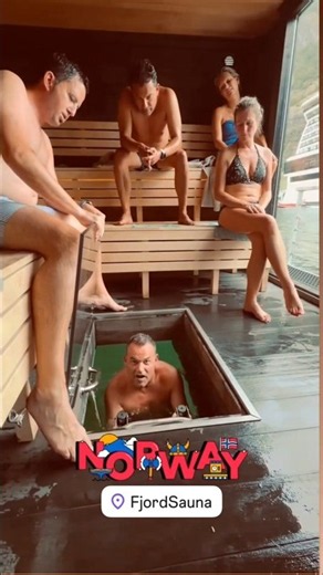 Sauna in Norvegian Fjords 💙 with Msc Euribia and msc friend wim hellinx #sauna #fjords #msceuribia