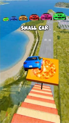 🌟Tiny Car Jump Lava Portal… and Turns ULTRA HUGE!🌟 #shorts #beamngdrive