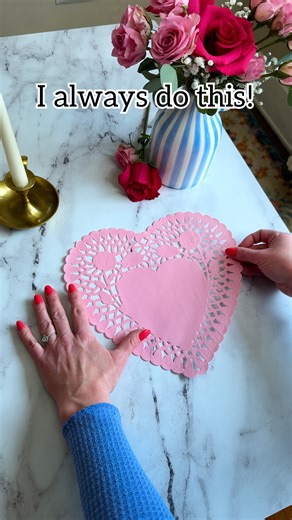 Cute way to gift Valentines! 🥰 How to make an envelope out of a paper lace heart doilies! #papercraft #heart #ValentinesDay #loveletters | Jeff & Lauren
