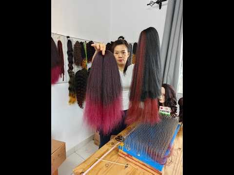 African synthetic wig making, pre-processing: color mixing. Wig making skills. Handmade. (364）