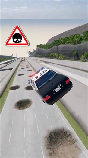Police Car vs Crazy Crash Jump 🔥 Best Cars Truck Buses Crashing Game Simulator Gameplay Shorts Video