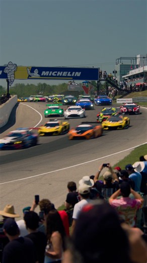 Our GT3 grid of GTD and GTD PRO class cars coming to the start of a fan packed Chevrolet Grand Prix