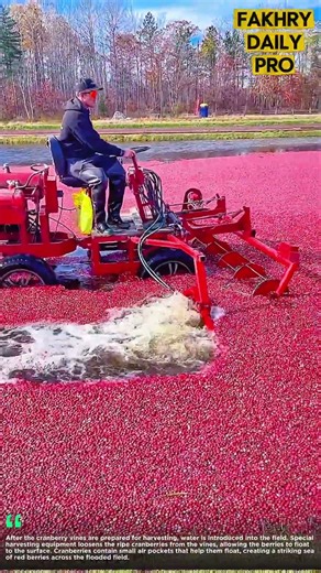 Incredible Cranberry Harvest! Red Berries Floating Everywhere #farmlife #machine #smart #ideas #fyp