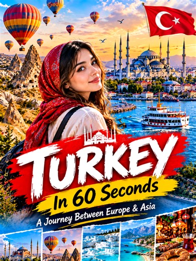 Turkey Is Unreal 🇹🇷 | Discover Turkey in 60 Seconds! #Turkey #TurkeyTravel #TravelTok #Istanbul #TravelDocumentary