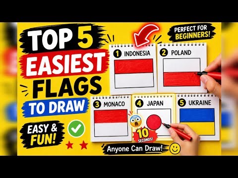 Top 5 Easiest Flags to Draw 🌍 (Anyone Can Draw!)
