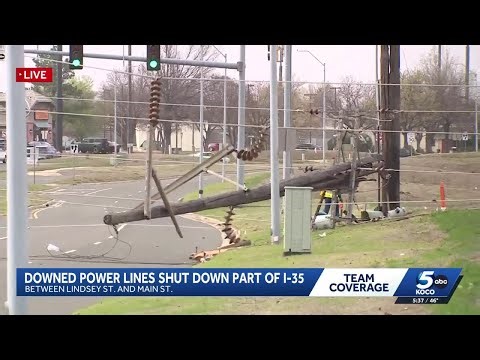Downed power lines shut down I-35 in Norman