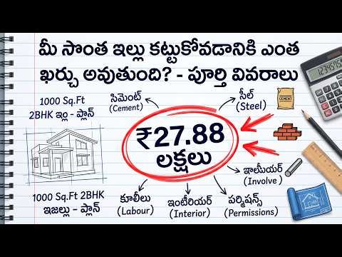 Exact 1000 Sq Ft House Construction Cost in 2026 | 2BHK Budget Blueprint 🏠 (Telugu)