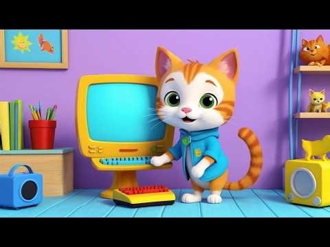 Cat Tries to Use a Computer | Funny and Cute Kids Nursery Rhyme Animation