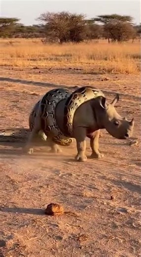Mother Rhino Saves Baby from Giant Python 😳