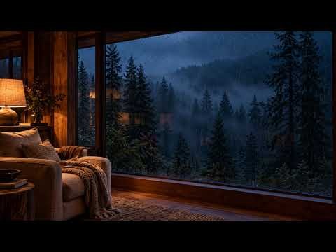 Rain on Window & Distant Thunder for Sleep | Cozy Cabin Ambience | 4K, 30 Min