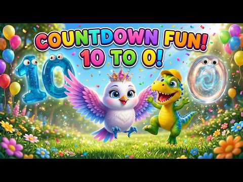 10 to 0 COUNTDOWN SONG! 🎵 Fun Kids Learning Video with Princess Sparkles & Tiny T