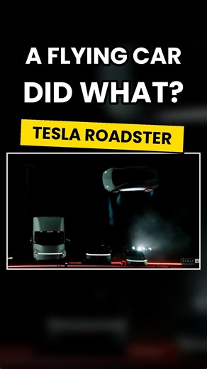 Tesla flying car does a kickflip over a truck