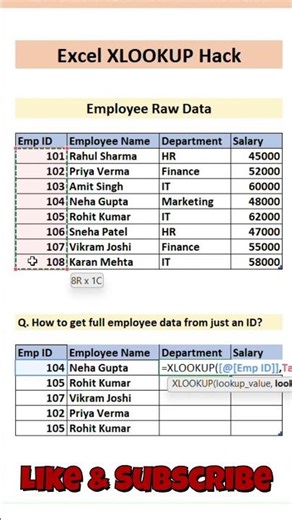 XLOOKUP Interview Practice | Find Employee Data from ID in Excel #excel #exceltips #dataextractor
