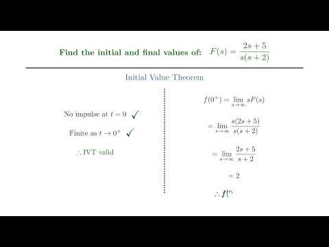 Example: Using the Initial Value Theorem and Final Value Theorem