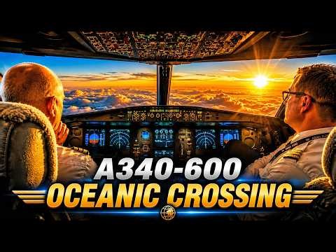 Oceanic Crossing in Airbus A340-600 cockpit of USC🇩🇪
